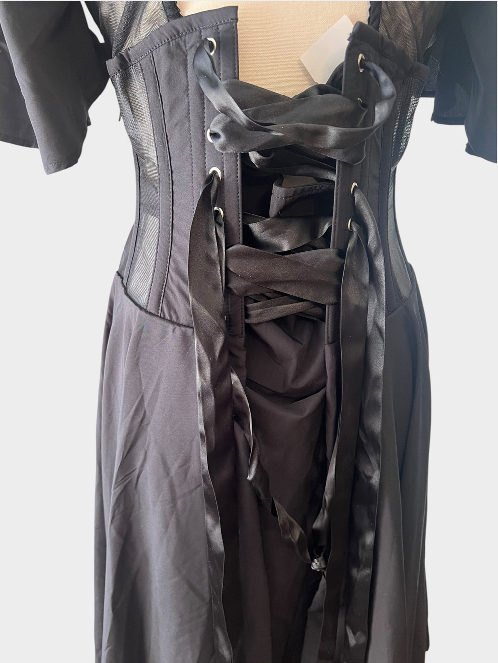 Corset Story SDS016 Black Lace Steel Boned Corset Dress 26” US 8 - Picture 9 of 16